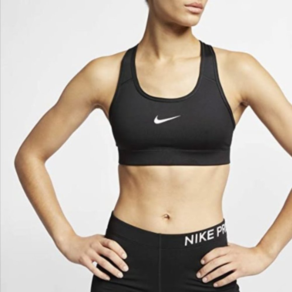 NIKE PRO Black Swoosh Dri-Fit Racerback Sports Bra sz S Small